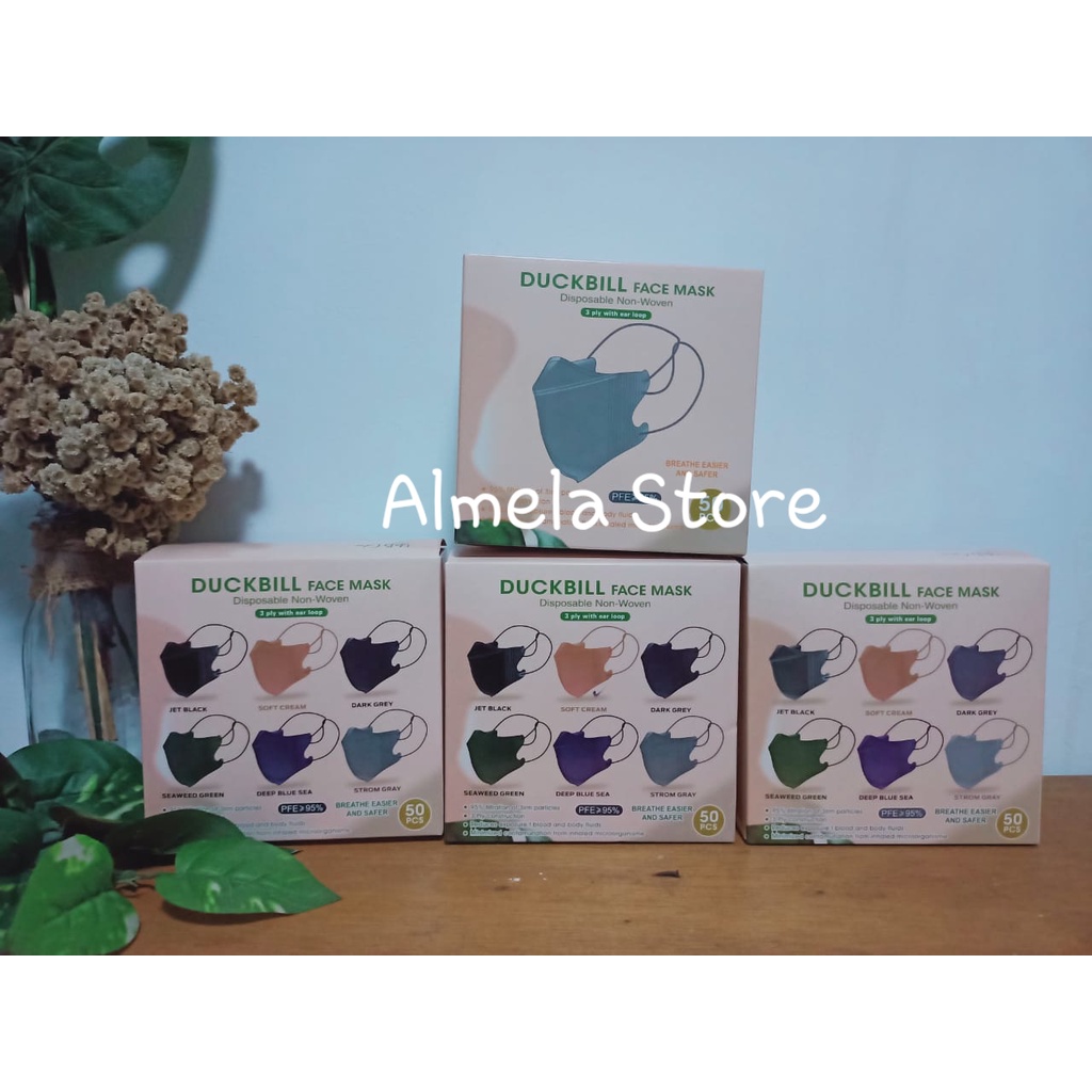 MASKER DUCKBILL HIJAB WARNAWARNA MERK FACE MASK ISI 50PCS