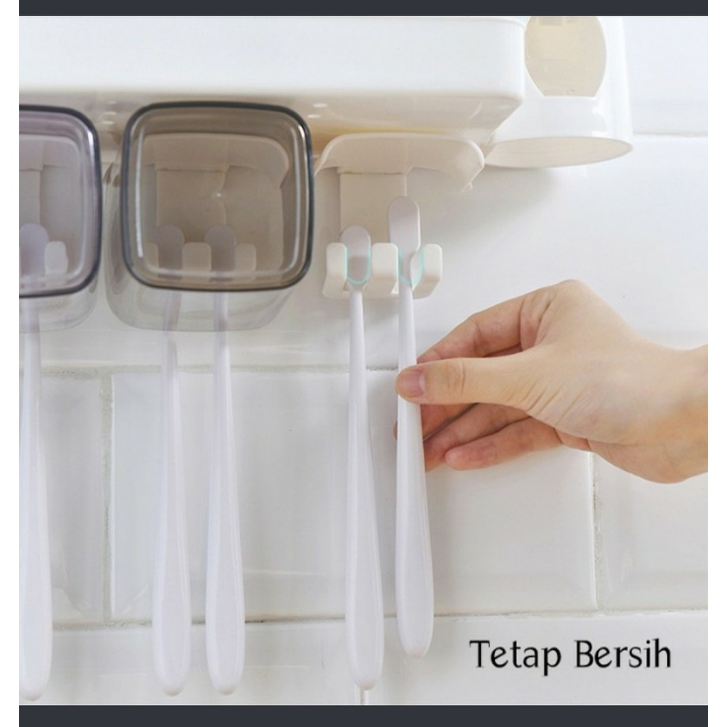 TEMPAT SIKAT GIGI ODOL 4 GELAS Rak Gantung SkinCare Kosmetik Hairdryer TANPA PAKU GHM