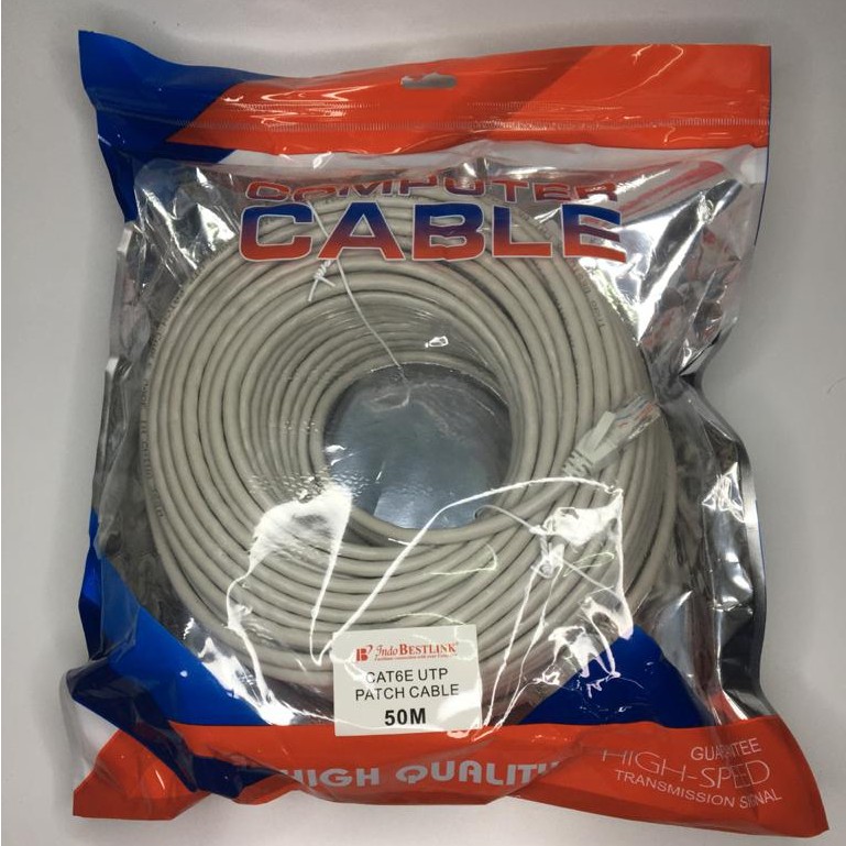 50m Kabel LAN Cat6 Good Quality / Patchcord Cat 6 rj45 Straight Pabrikan siap pakai 50 Meter