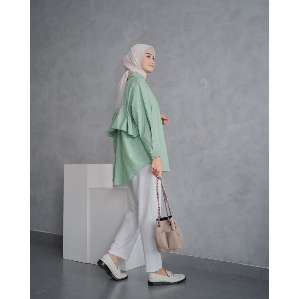 CUCI GUDANG!! Ruffle Back Shirt Oversize / Tiny shirt / Blouse Duma / Wita Blouse