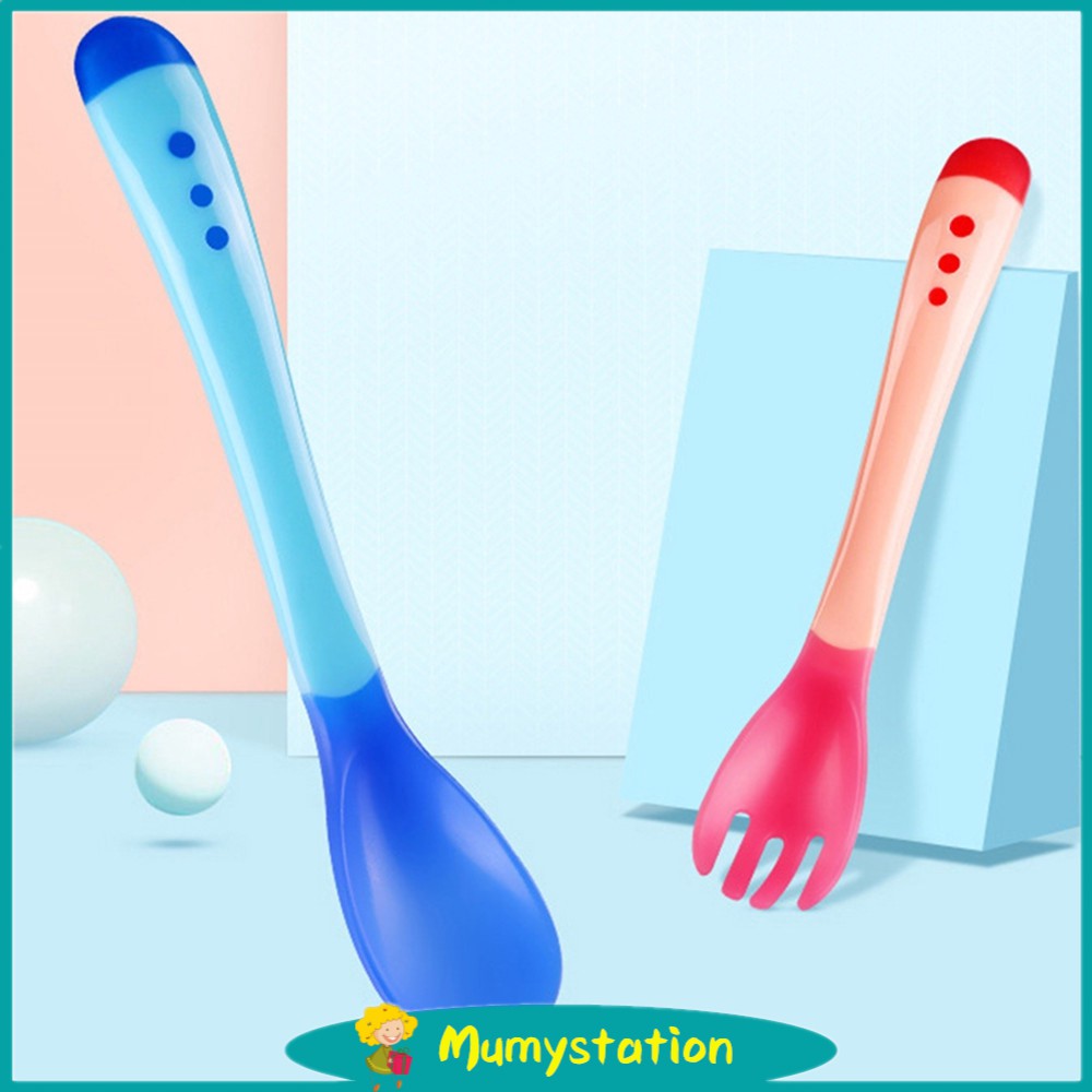 Mumystation 1PCS Sendok Makan Bayi Sensor Panas / Garpu Sendok Bayi