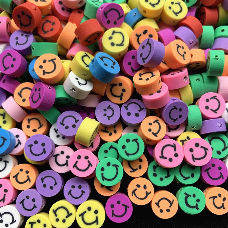 30 Pcs / Pack 10mm manik-manik tanah liat polimer smiley