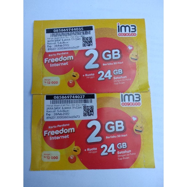 Perdana Kartu IM3 Kuota 2GB JATENG/JABAR Masa Aktif Panjang