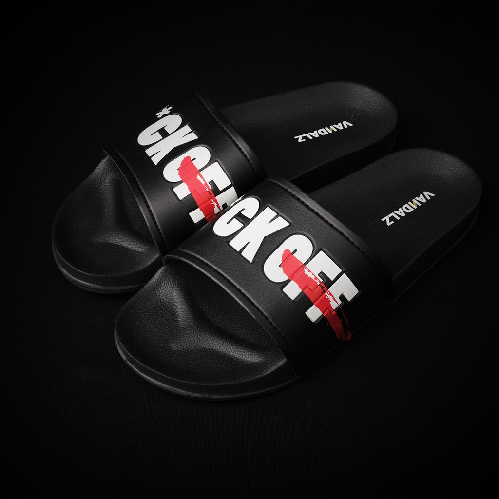 Vandalz Classic Sandal Pria Slip On Karet Sandal F*ck Off - White