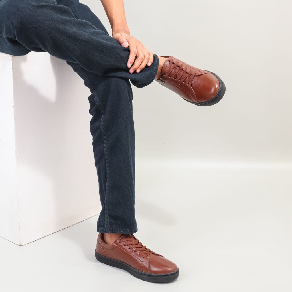 Sepatu Kulit  RHINOS Sneakers Casual sepatu fashion elegan pria laki laki kulit asli HAHA Leather