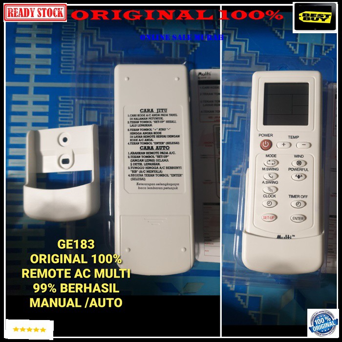 G183 Joker original 100% remote ac remot ac penyejuk pendingin ruangan control universal multi guna serba bisa kontrol air manual auto otomatis G183   BISA SEGALA MEREK AC 99.9% SUKSES  GARANSI UANG KEMBALI 100% JIKA TERBUKTI TIDAK ORIGINAL  BONUS HOLDER