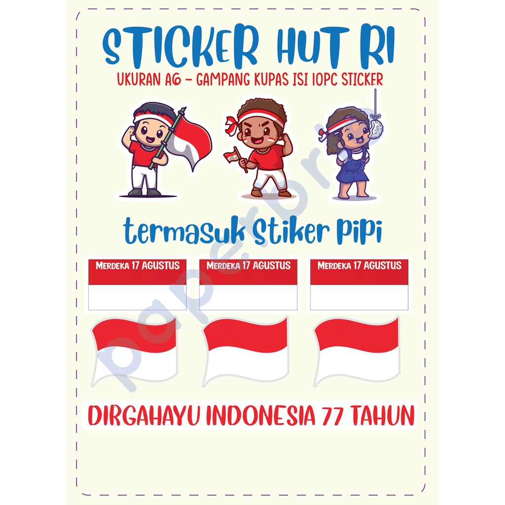 Set Stiker merdeka 17agustus dirgahayu indonesia Pasti Suka Cutting Sticker tinggal kelupas Bisa untuk dekorasi sticker