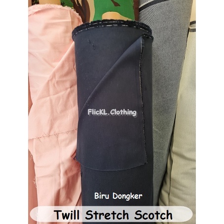 Bahan Kain Katun Twill Stretch Chino Scoth Melar Twill 20/10 Tebal Twill Scotch Bratatex