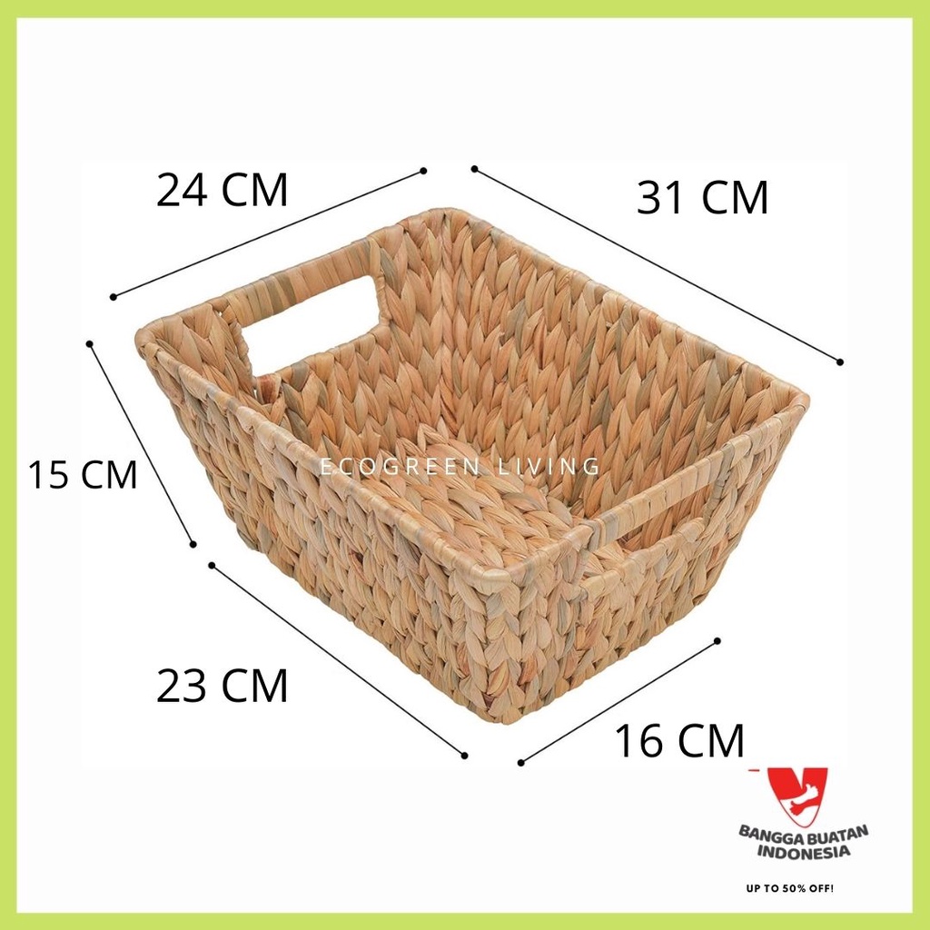 BW-002 Keranjang Trapesium , Storage Basket Water Hyacinth , Tempat Buah Multifungsi