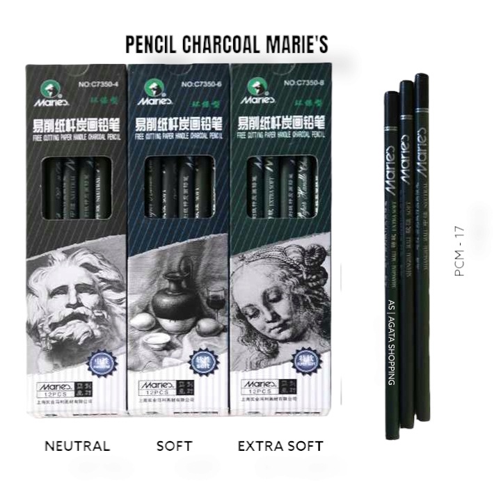 

Pensil Charcoal Maries Neutral Soft Extra Soft / pencil Maries / Pensil Arang Maries