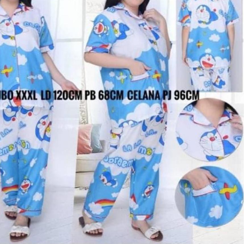 『SHOPEE 12.12』-453 alvin.store BAJU TIDUR PIYAMA / PAJAMAS DEWASA CP JUMBO DORAEMON AWAN - KATUN JEP