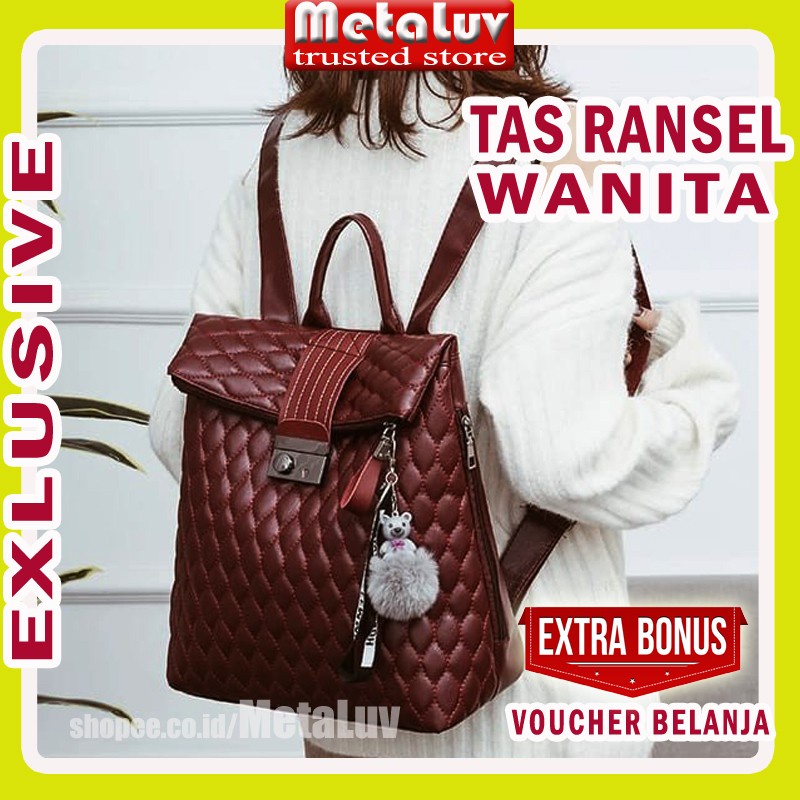 Tas Ransel Kulit PU Wanita Tas Ransel Kuliah Tas Gendong Kulit Wanita Backpack Kulit Wanita Tas Rans