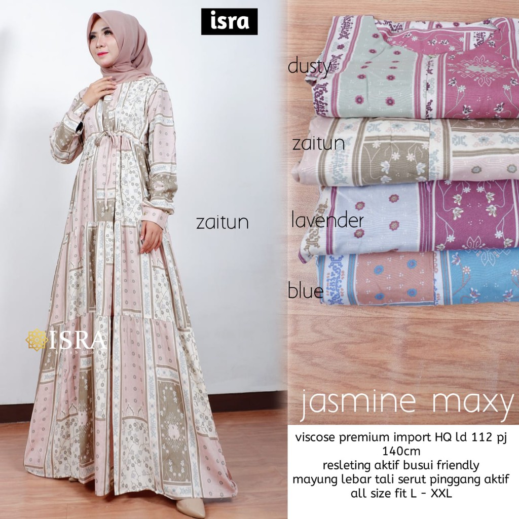 Jasmine Maxy Ory by Isra Hijab Dress Maxy | Maxi Dress | Suplier Hijab Solo | Grosir Hijab Solo