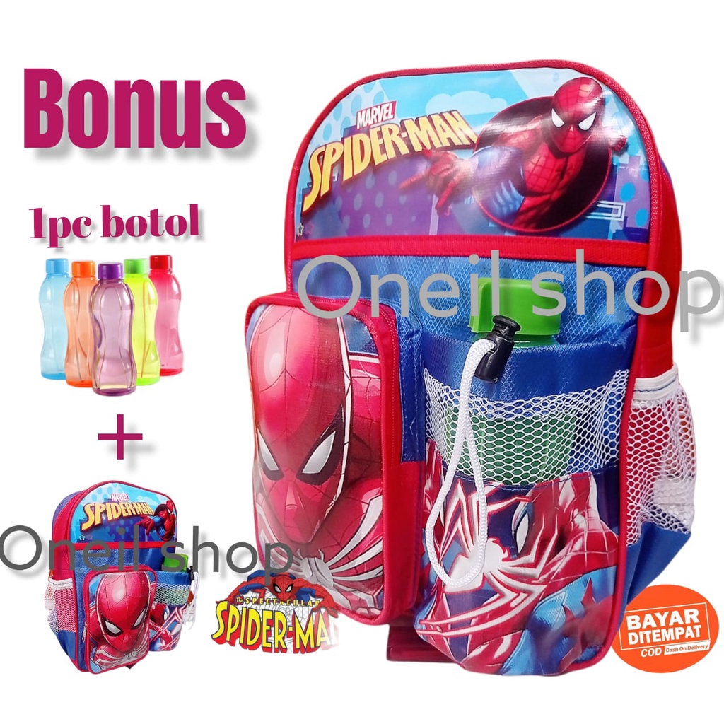 Tas Anak Paud TK Tas Karakter Anak Laki-laki /perempuan/ Tas Sekolah Anak Usia Dini/ BONUS BOTOL MINUM CANTIK