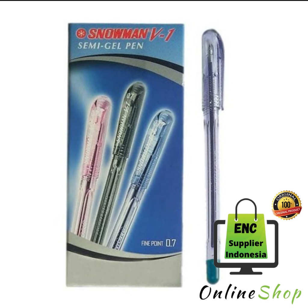 

snowman 6 buah Pen v1 snowman bolpen pena v 1 semi gel bolpoint pulpen v-1 fine point semi-gel per 6 pcs - enc.sup