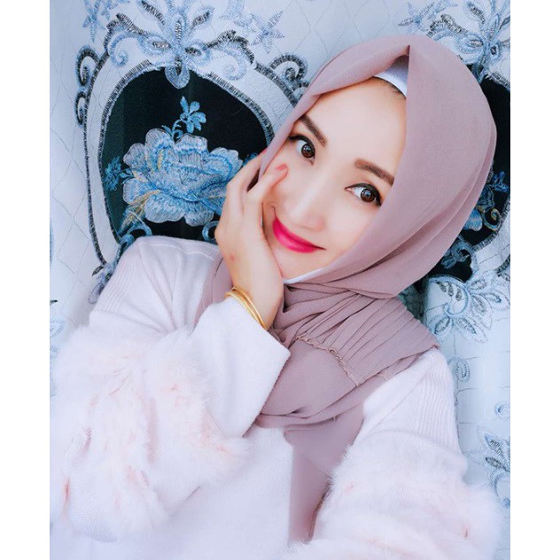 Pleated Hijab MS18 Jilbab Plisket Pashmina Katun Modis Cutton Scarf Syal