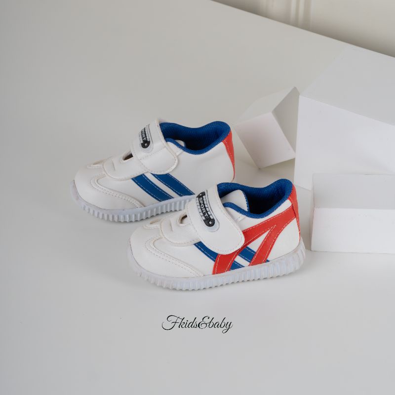 Sepatu anak Sneaker bolling sportt -merah-biru 1-3tahun