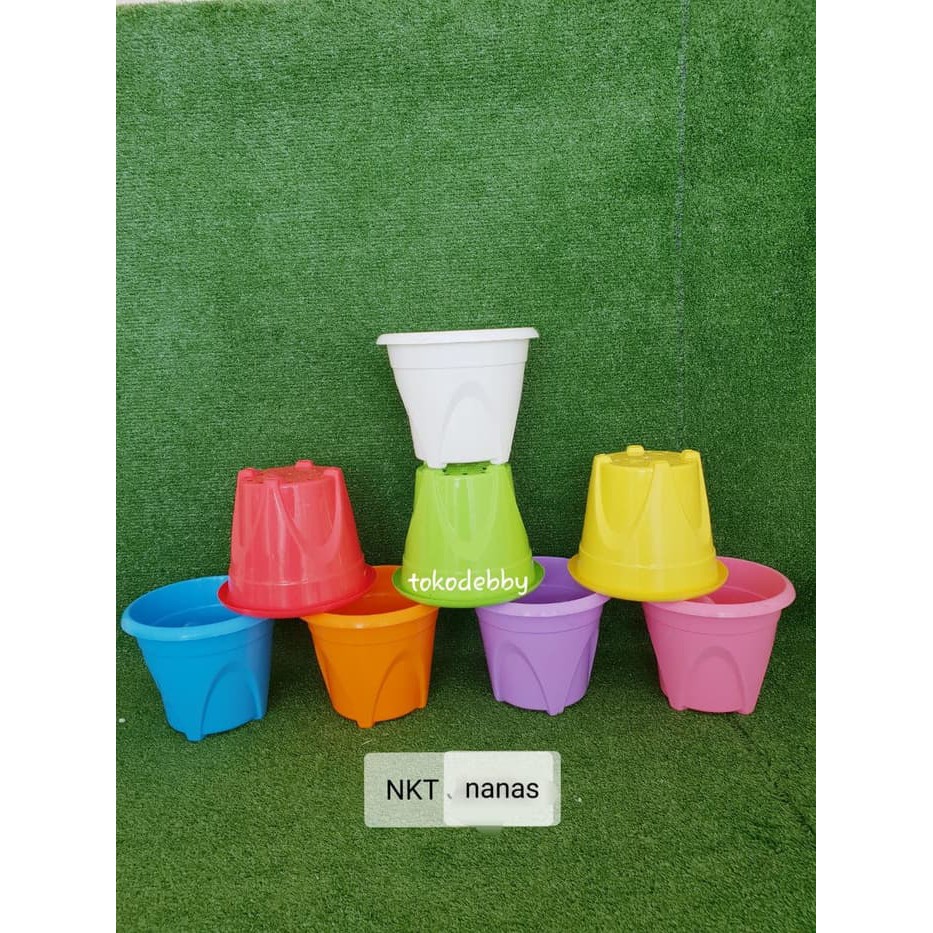 SALE Pot  Bunga  Plastik NKT Nanas  Warna Warni 19 cm MURAH 