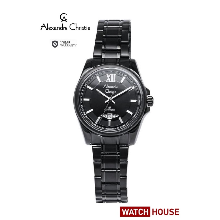 ALEXANDRE CHRISTIE AC 8473 AC8473 AC8473LD 8473 BLACK ANALOG ORIGINAL WATCH JAM TANGAN WANITA TALI S