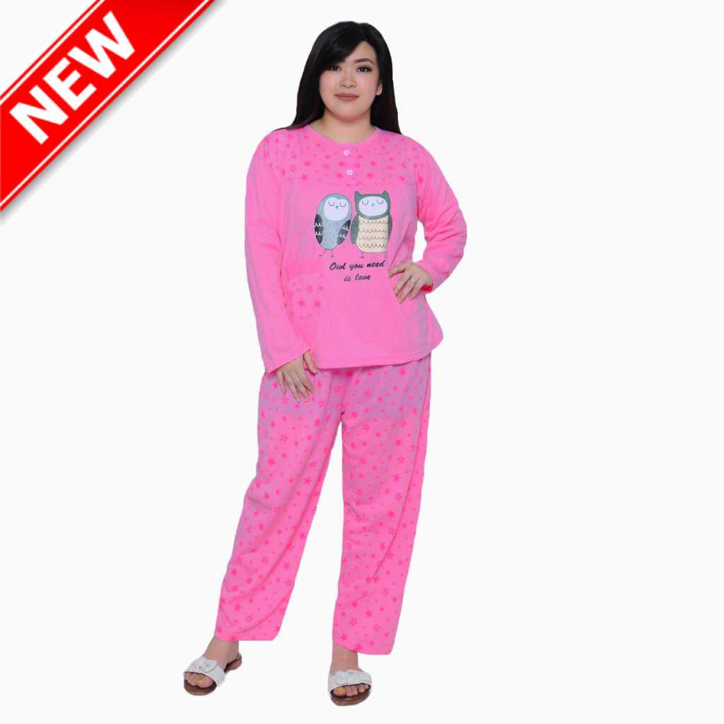 Stelan Baju Tidur Tangan Panjang Wanita BIG SIZE -  Olivia