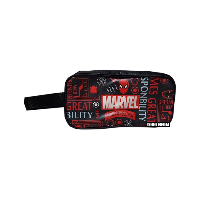 BEST SELLER!! Tempat Pensil Karakter Bahan Tebal Batman Spiderman dll (Boys Series)-MARVEL MERAH