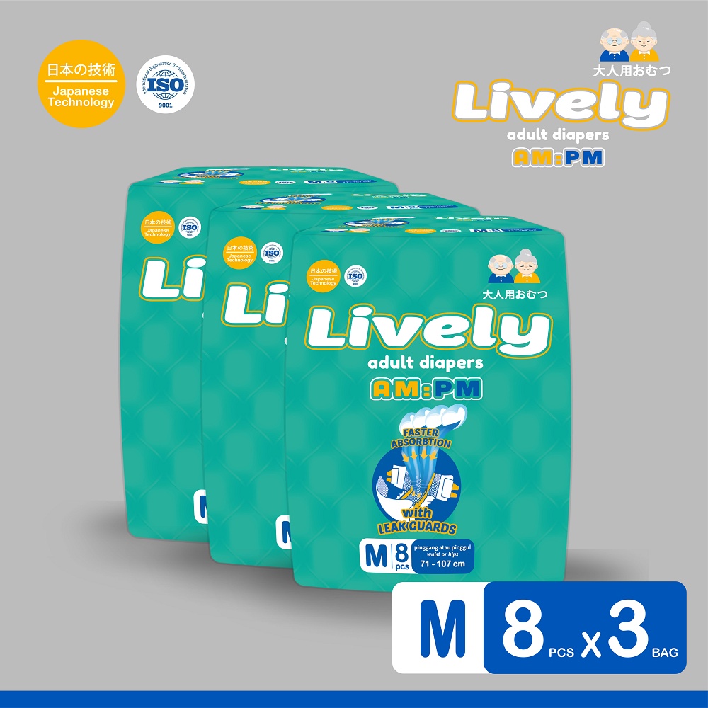 Lively Popok Dewasa Tipe Perekat M8 x 3 Bag - Popok Dewasa Perekat / Adult Diapers Tape - Popok Sian