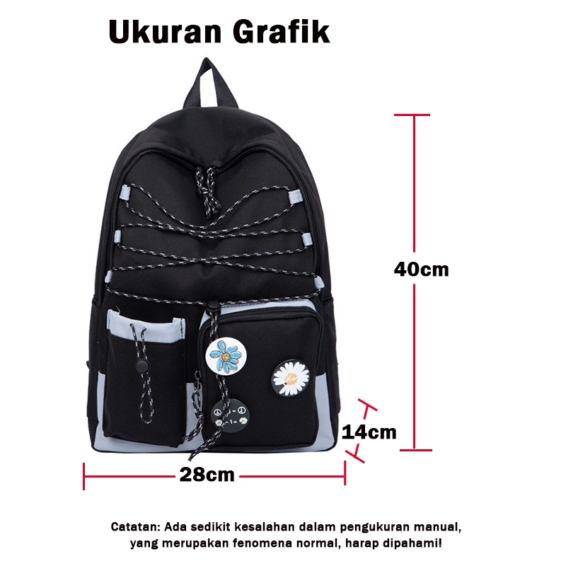 【Ready Stock】Tas wanita Tas siswa Ransel ransel tas gaya korea yang trendi Tas laptop【COD】Berisi lencana