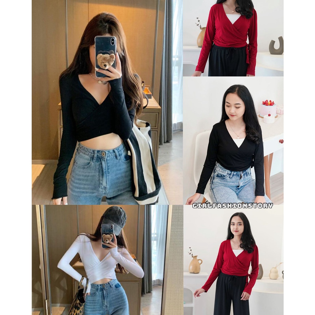 BEFAST - ZFS OOTD Wanita Blouse JINISE / SLING LONG SEXY TOP / Pakaian Blouse Kasual / Blouse Crop Lengan Panjang / Fashion Ala Wanita Remaja Korean Style / Blouse Polos Casual / Trendy / Blosue Kekiniaan Remaja / OOTD Tervaru Wanita 2022