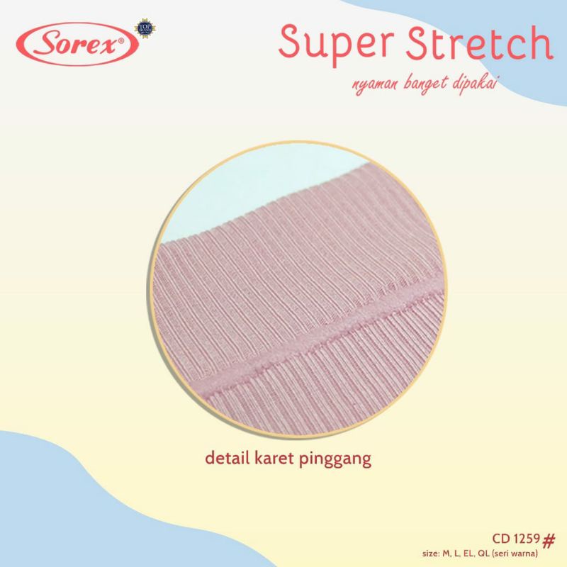 6 PCS / Setengah Lusin CD Sorex 1259 Basic Celana Dalam Wanita Super Stretch