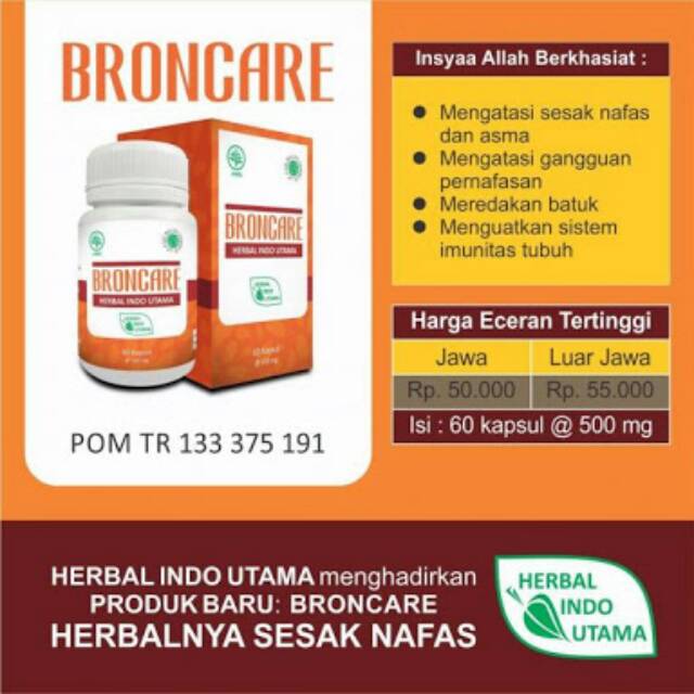 HIU BRONCARE - KAPSUL BRONKAS - HERBAL BRONKHITIS