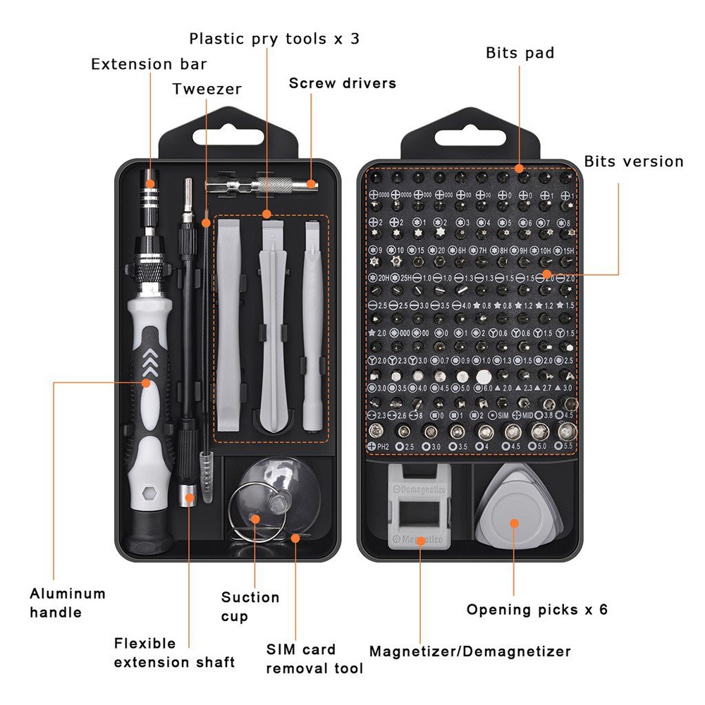 【Ready Stock】OBENG SET Multifungsi Alat Bongkar HP SERVICE HANDPHONE LAPTOP HP Multifungsi Alat Bongkar Mini ELEKTRONIK DSB TOOL SET 120 in 1 Obeng Laptop Mini Precision tools service Kunci obeng Alat perkakas set Perkakas set tool box ANDROID