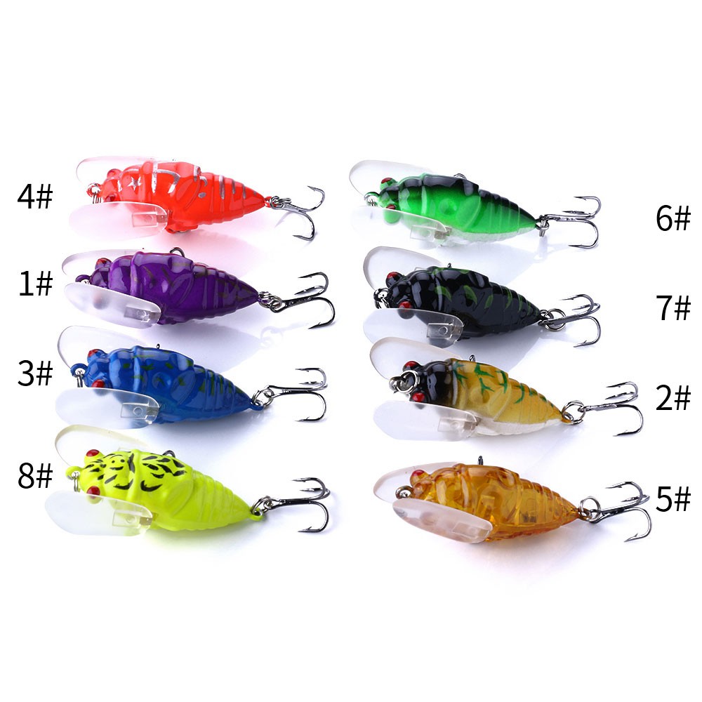 Hengjia 1pcs Bionic Cicada Hard Bait Fishing Lure 4cm/6.4g Ikan Kecil Memancing Floating Crankbait Mematikan Umpan Serangga