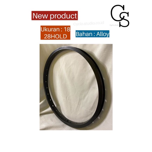 Velg Rims Sepeda Anak United 18 Inch Hole 28 Hitam Alloy
