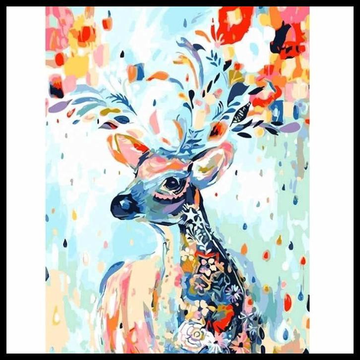 DIY paint by numbers lukisan akrilik kerajinan tangan - MOZAIK DEER