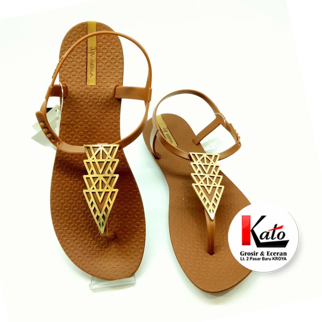 Sandal Ladies Flip Flop & Sandal Wanita - Class Glam Fem Ipanema Brown Gold-1