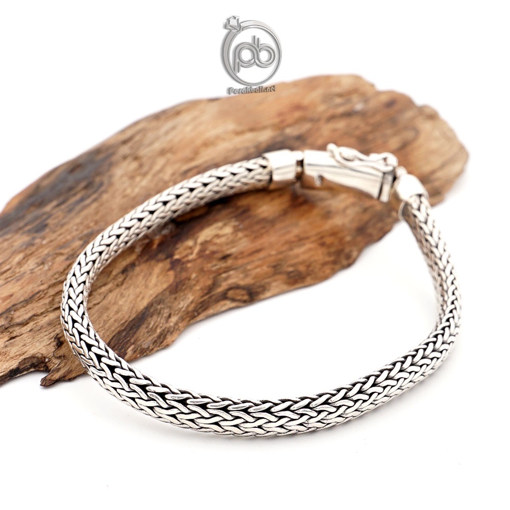 Gelang Pria Wanita Perak Asli Silver 925 Tulang Naga