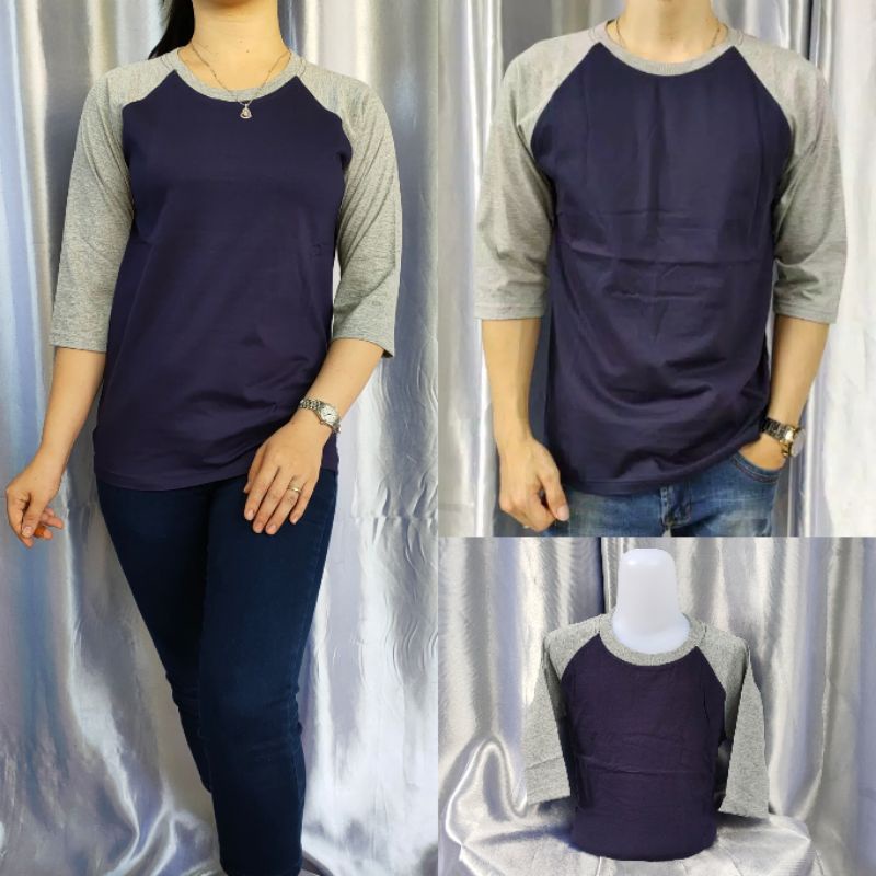 kaos polos reglan NAVY/DONGKER-ABUMISTY lengan 3/4 uk 20 22 S M L XL XXL