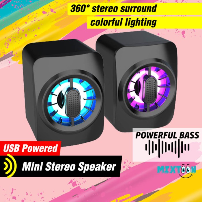 Speaker USB A10 Aktif Mini Portabel RGB Gaming Laptop PC Komputer TV(W8I5) speaker bluetooth ukuran 