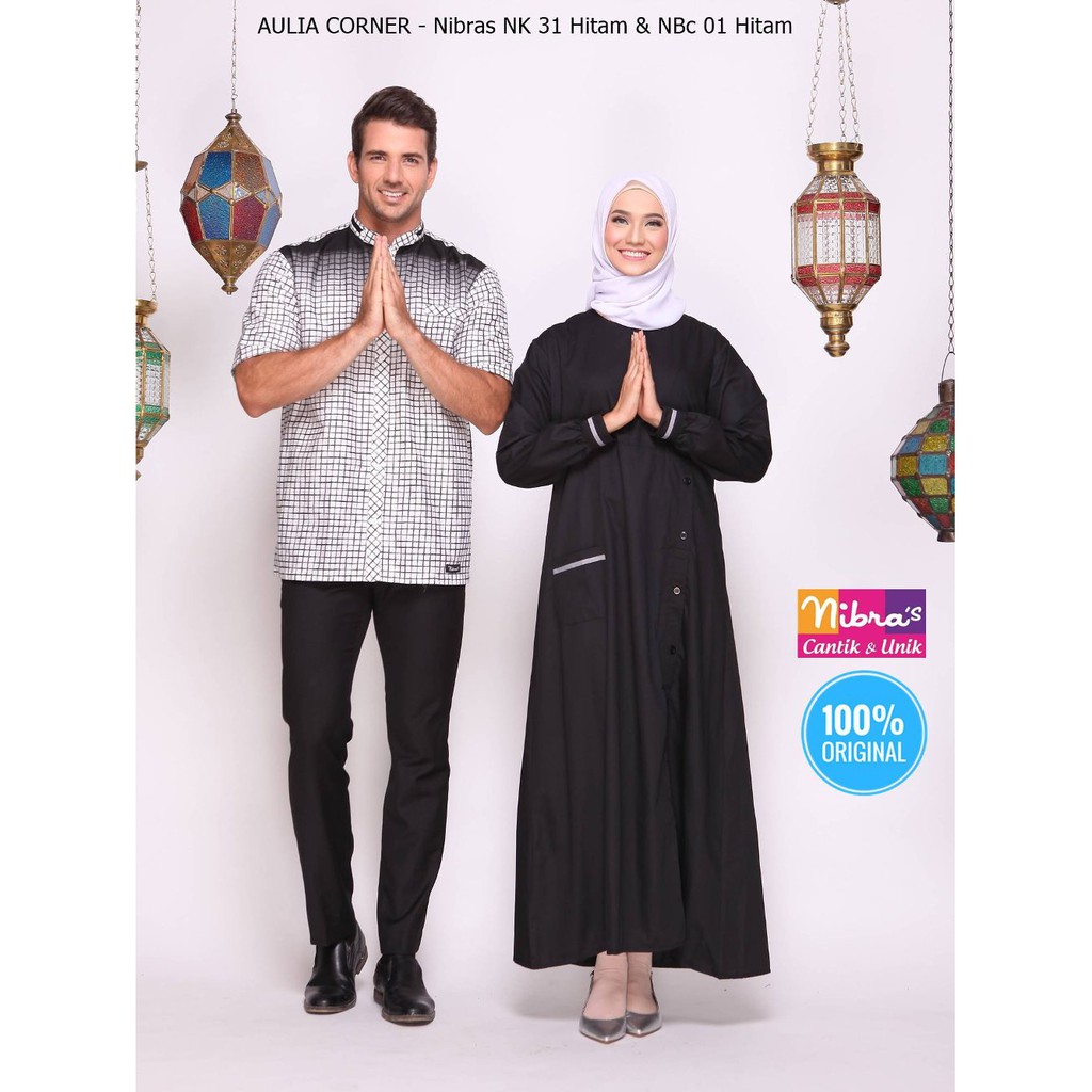 Fashion Muslim Grosir Couple Muslim Nibras NK 31 Hitam & NBC 01 Hitam