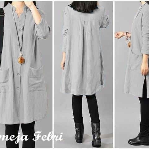 Tunik Terbaru Febri Abu Pakaian Wanita Blouse Cewek ABG N8Q0 Tunic Wanita Atasan Wanita Murah Fashio