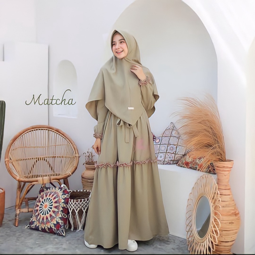 Gamis Set Hijab Jumbo Ld 120 130 140 HANIYAH SYARI S M L XL XXL 3XL 5L Gamis Set Khimar Wanita Murah