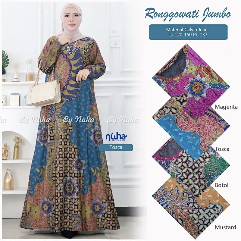 Ronggowati Jumbo - Gamis Calvin Jeans Terbaru LD110+ Jumbo / 023-6867