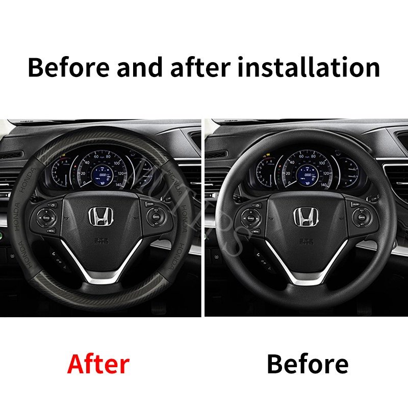 Honda cover Stir Mobil Bahan Kulit Serat Karbon Untuk City Civic CRV HRV BRV Freed Brio Accord Jazz