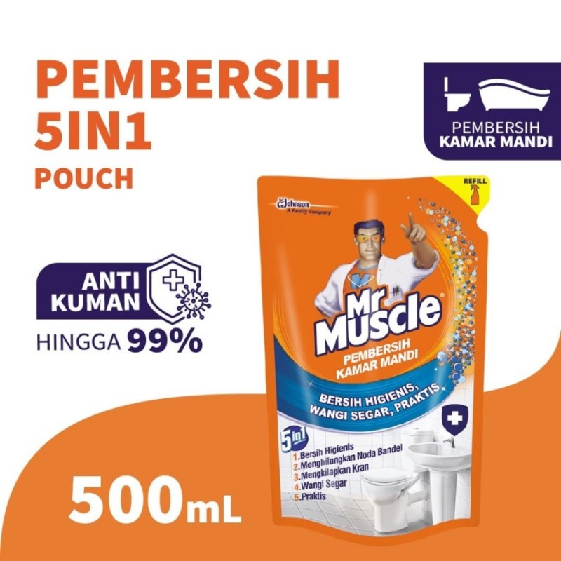 Mr Muscle Pembersih Kamar Mandi 5 in 1 Pouch Refill - 500 ml