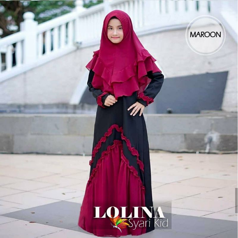Baju Gamis Anak Perempuan Muslim Syari Polos Set Jilbab Umur 9 10 11 12 Tahun Terbaru Kekinian 2022 