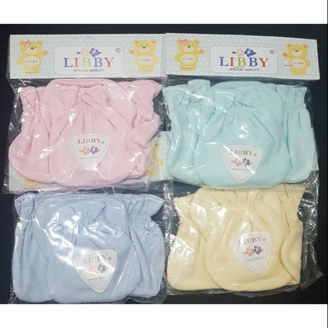 Sarung Tangan Kaki NB Karet Polos Warna Libby / Sarung Tangan Kaki Bayi Polos Warna/Putih / STK Bayi