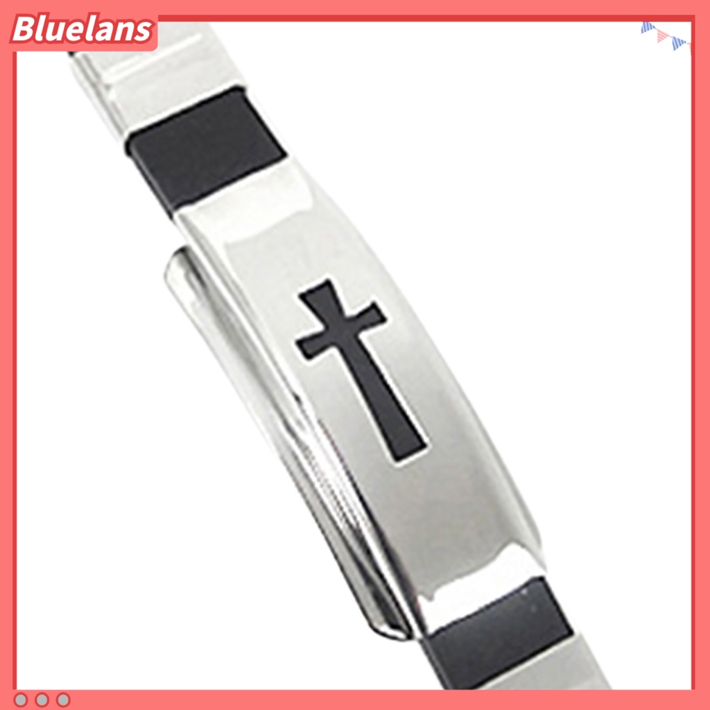 Bluelans Unisex Cross Pattern Stainless Steel All-match Bangle Bracelet