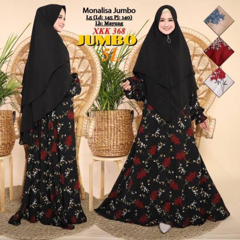 Gamis jumbo syar'i/gamis super jumbo set khimar/gamis jumbo 5L motif busui