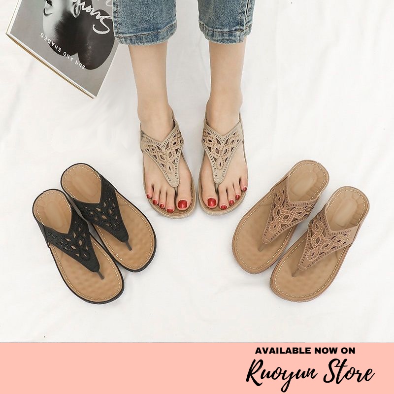 RYX - Lace Delay Sandal Slip-On Wanita Fashion Casual Sehari-hari - Ori Import