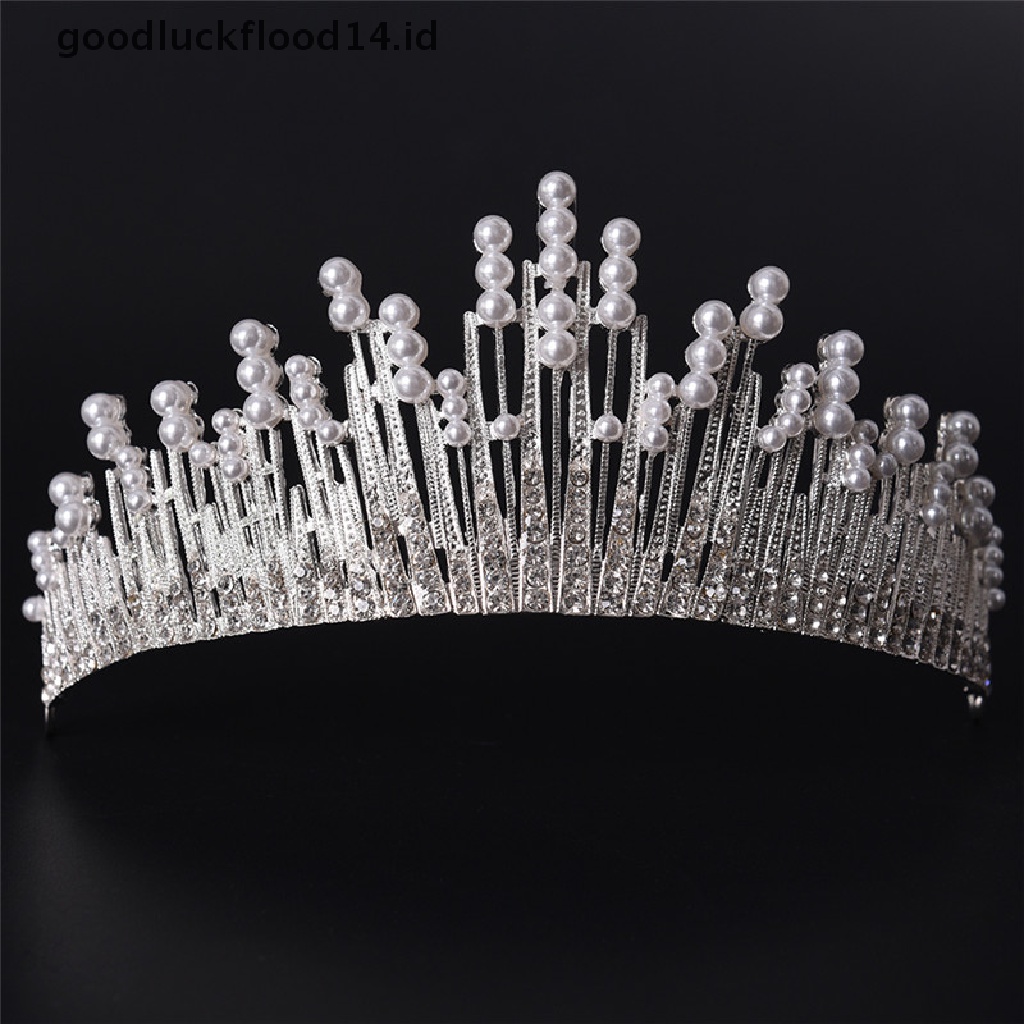 [OOID] Pearl Crystal Tiara Rhinestone Hair Accessories Crown Wedding Bridal Headband ID